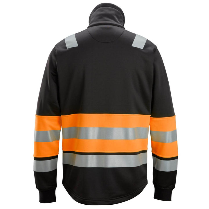 Snickers 8034 Full Zip Hi Vis Jacket Class 1 Black Hi Vis Orange back #colour_black-hi-vis-orange