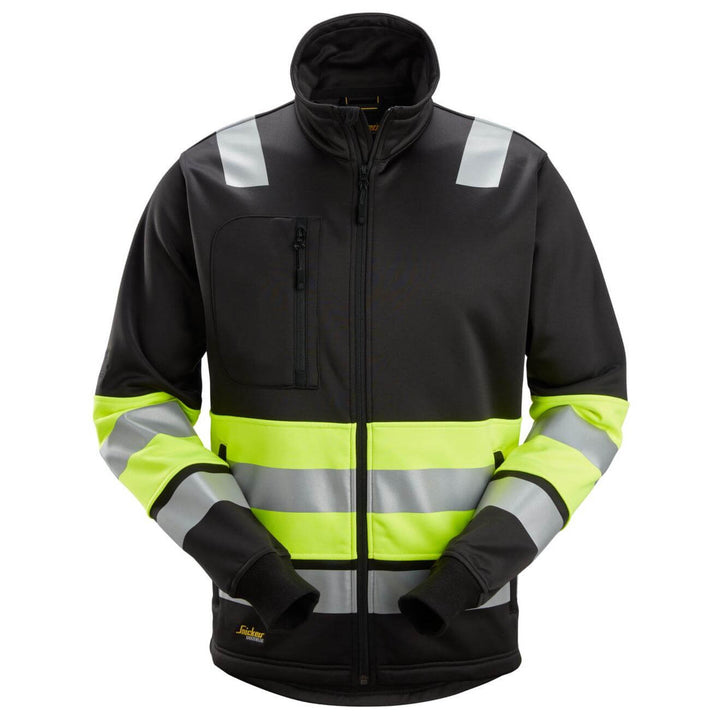 Snickers 8034 Full Zip Hi Vis Jacket Class 1 Black Hi Vis Yellow Main #colour_black-hi-vis-yellow