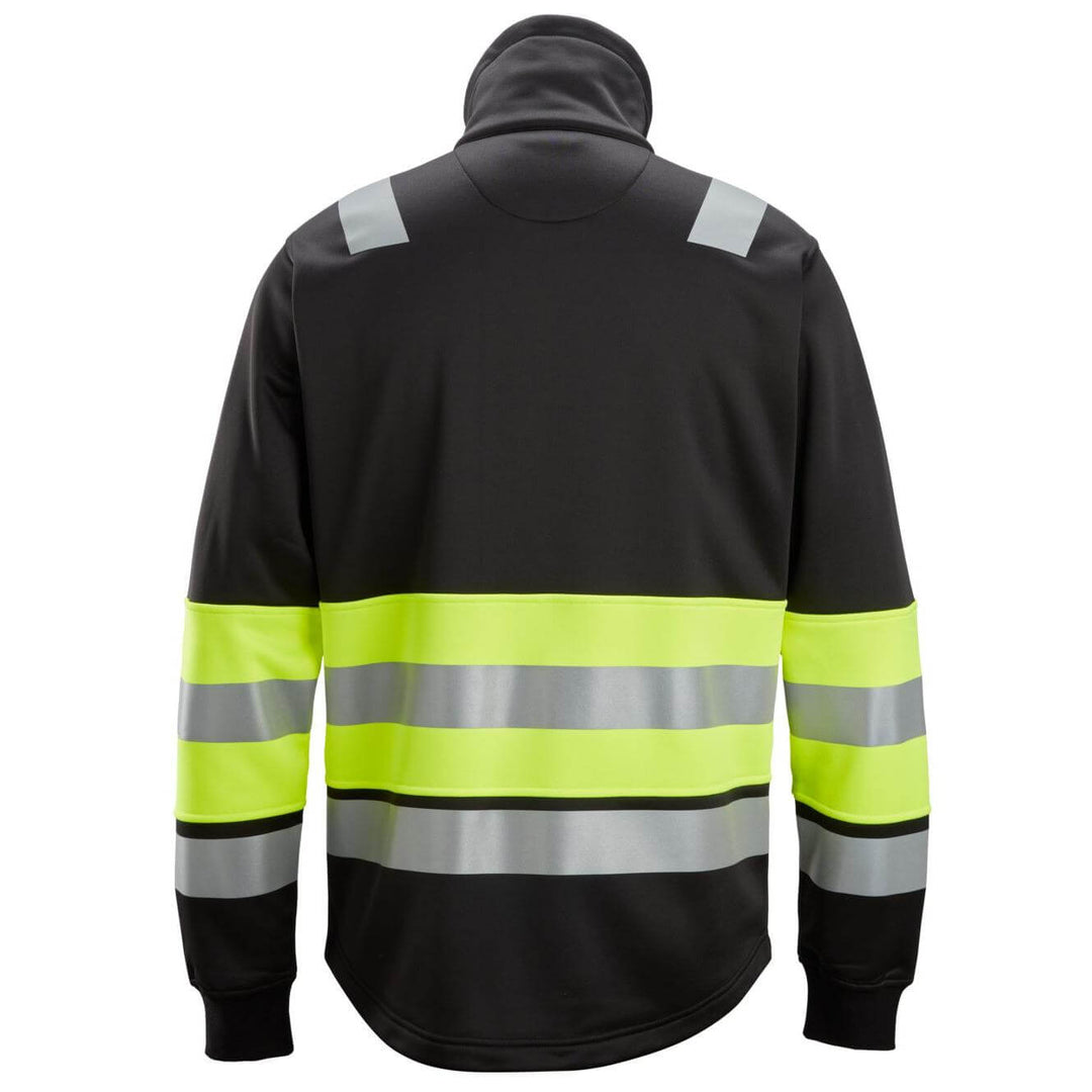 Snickers 8034 Full Zip Hi Vis Jacket Class 1 Black Hi Vis Yellow back #colour_black-hi-vis-yellow