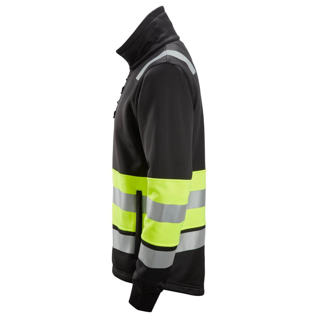 Snickers 8034 Full Zip Hi Vis Jacket Class 1 Black Hi Vis Yellow left #colour_black-hi-vis-yellow