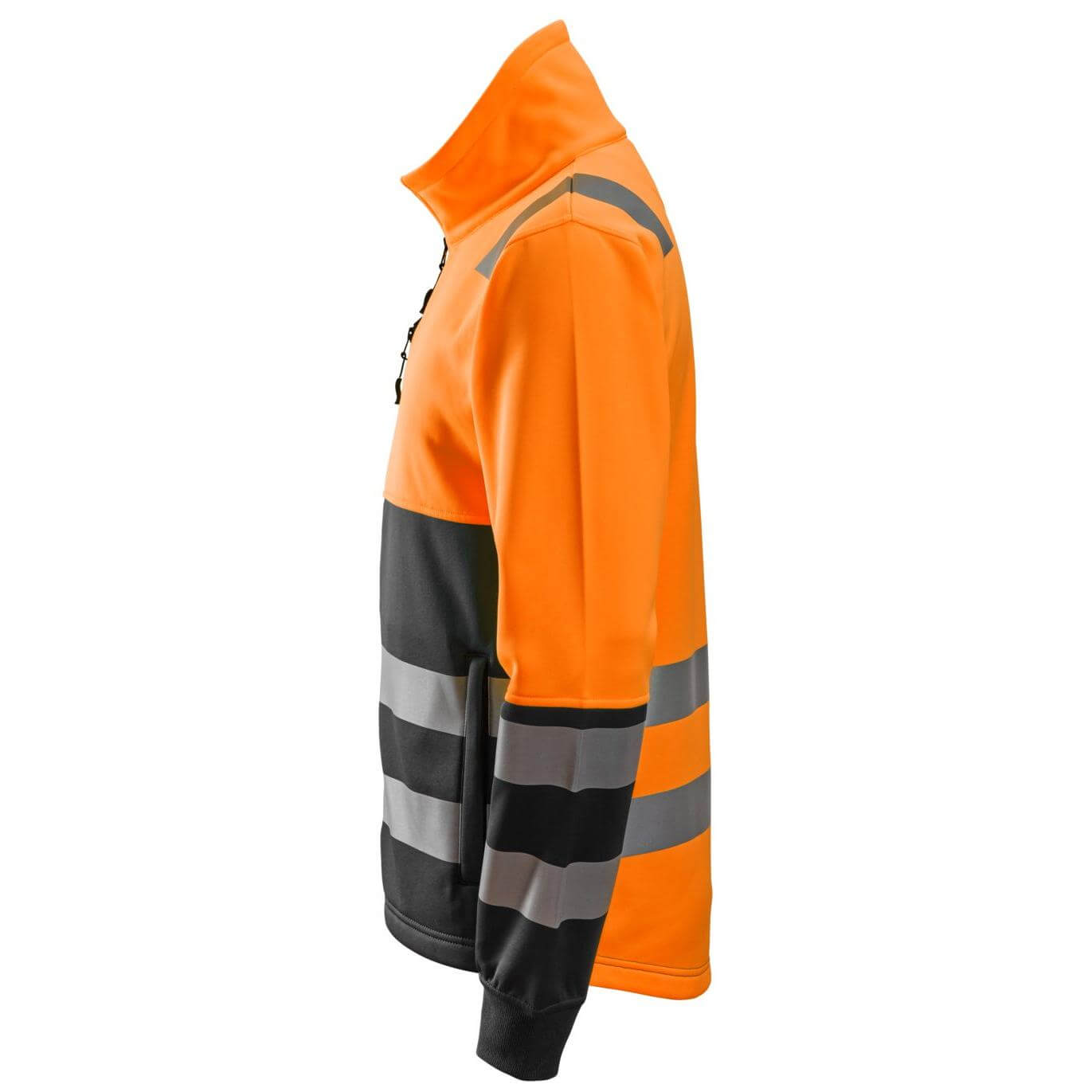 Snickers 8035 Full Zip Hi Vis Jacket Class 2 Hi Vis Orange Black left #colour_hi-vis-orange-black