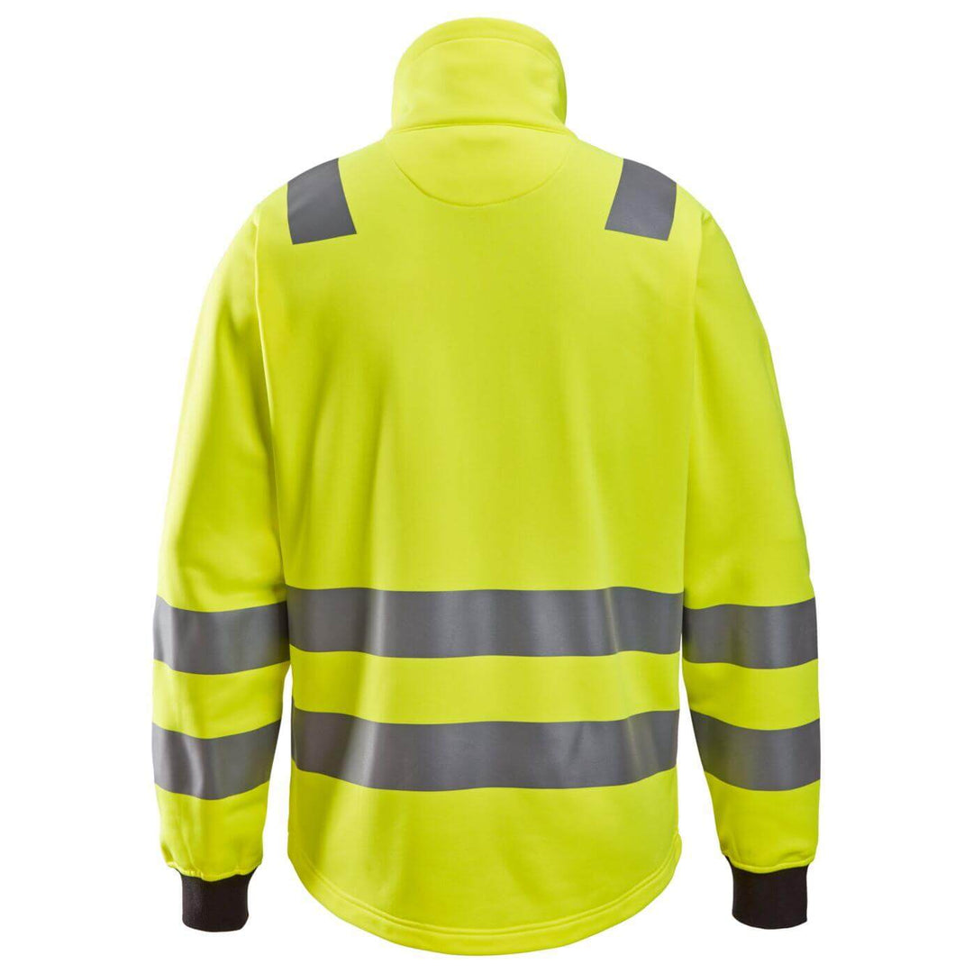 Snickers 8036 Hi Vis Class 2 3 Full Zip Jacket Hi Vis Yellow back #colour_hi-vis-yellow