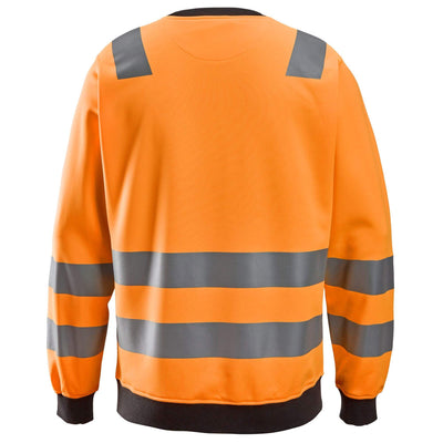 Snickers 8037 Hi Vis Sweatshirt Class 2 3 Hi Vis Orange back #colour_hi-vis-orange