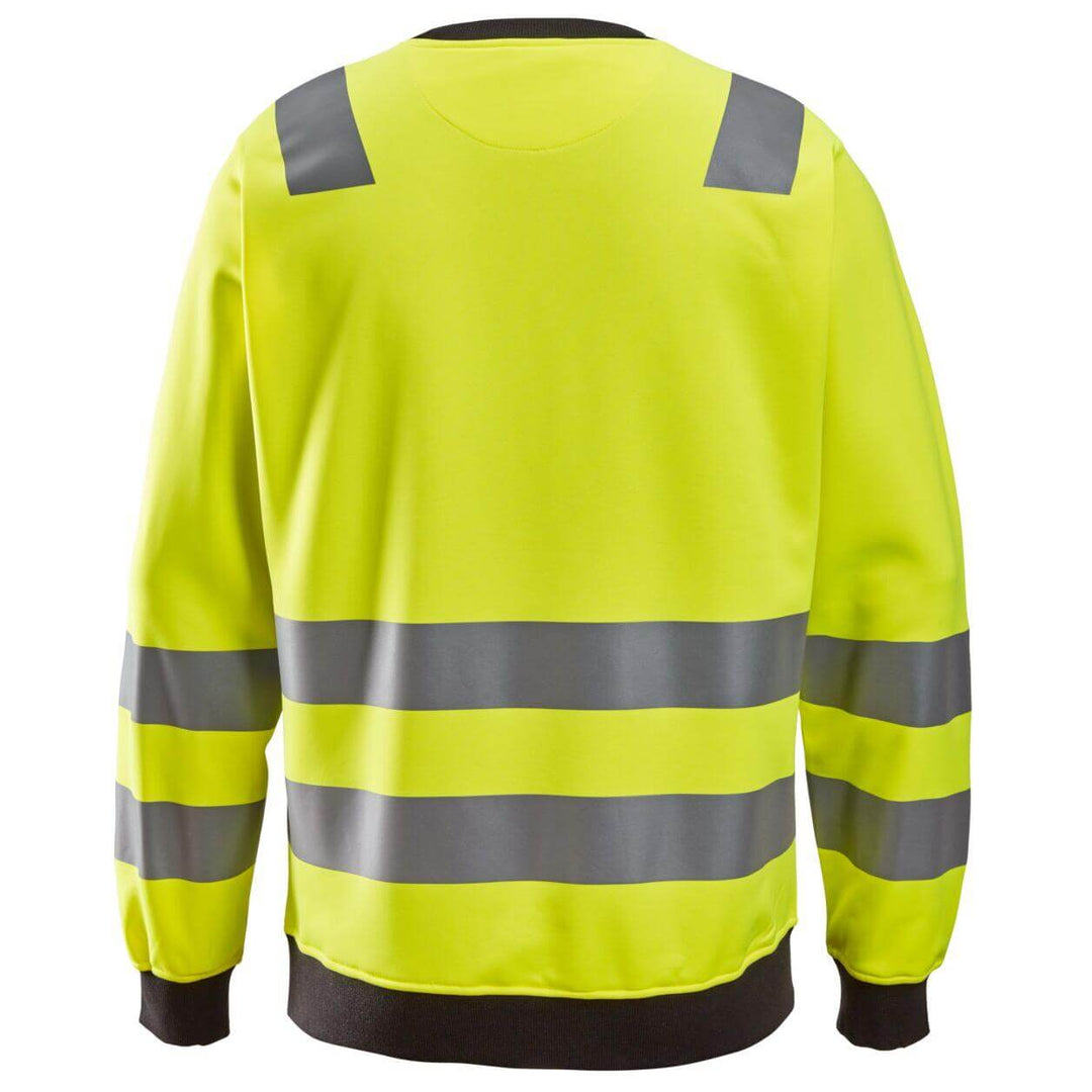 Snickers 8037 Hi Vis Sweatshirt Class 2 3 Hi Vis Yellow back #colour_hi-vis-yellow