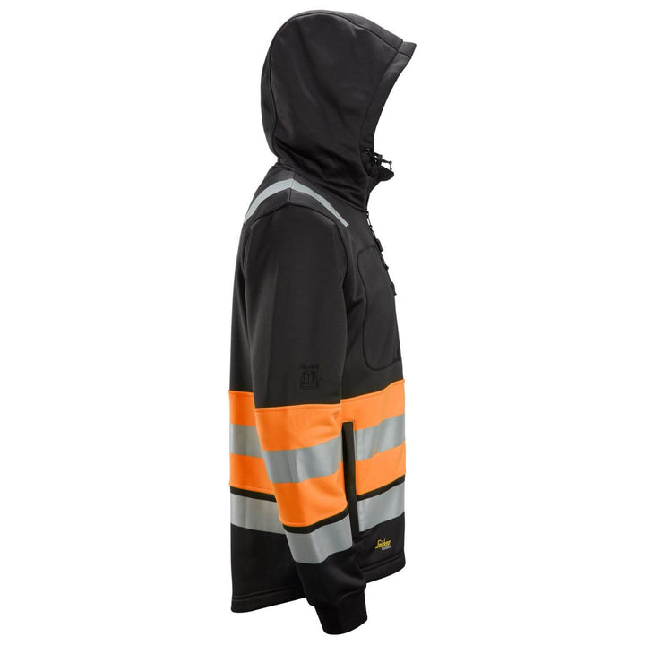 Snickers 8038 Full Zip Hi Vis Hoodie Class 1 Black Hi Vis Orange right #colour_black-hi-vis-orange