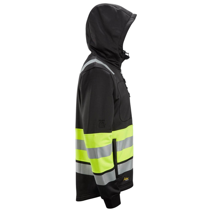 Snickers 8038 Full Zip Hi Vis Hoodie Class 1 Black Hi Vis Yellow right #colour_black-hi-vis-yellow