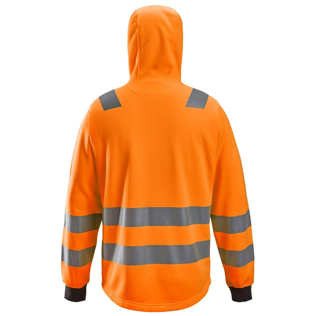 Snickers 8039 Full Zip Hi Vis Hoodie Class 2 3 Hi Vis Orange back #colour_hi-vis-orange