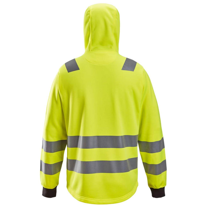 Snickers 8039 Full Zip Hi Vis Hoodie Class 2 3 Hi Vis Yellow back #colour_hi-vis-yellow