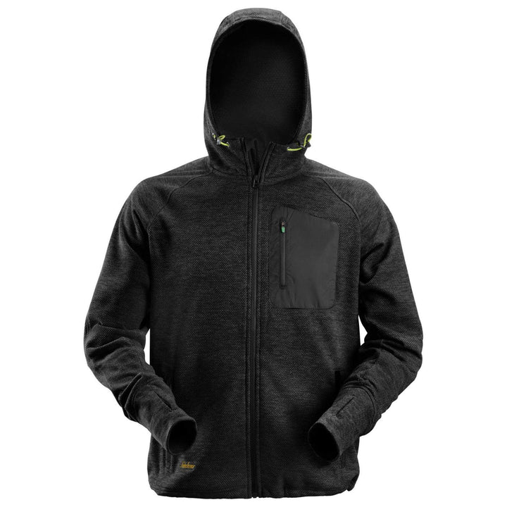 Snickers 8041 FlexiWork Fleece Hoodie Black Black Main #colour_black-black