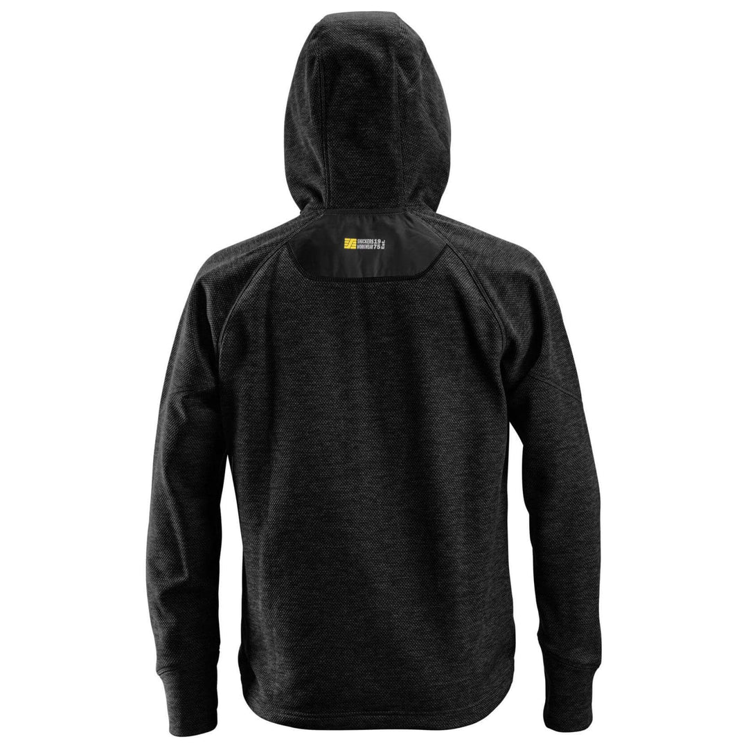 Snickers 8041 FlexiWork Fleece Hoodie Black Black back #colour_black-black