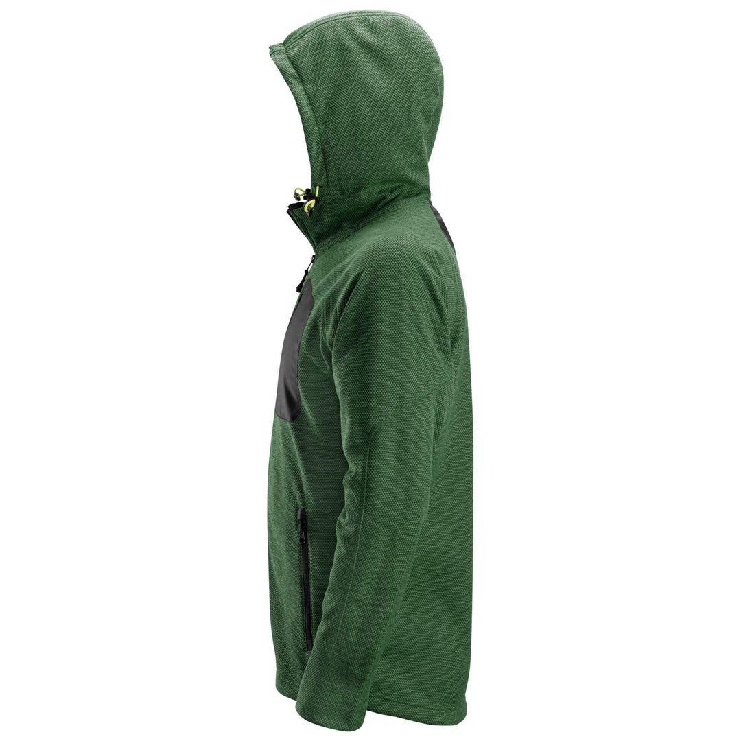 Snickers 8041 FlexiWork Fleece Hoodie Forest Green Black left #colour_forest-green-black