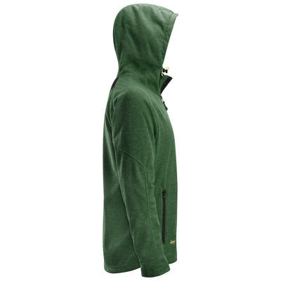 Snickers 8041 FlexiWork Fleece Hoodie Forest Green Black right #colour_forest-green-black