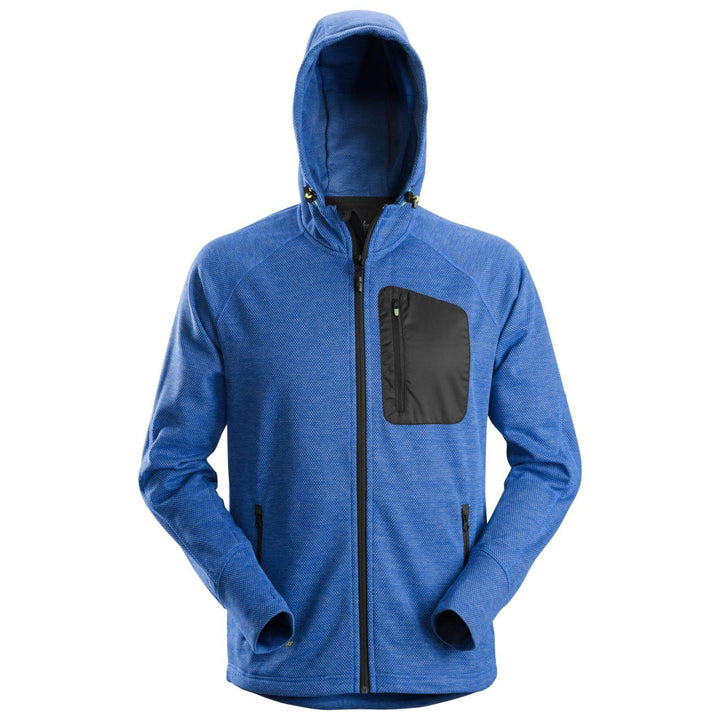 Snickers 8041 FlexiWork Fleece Hoodie True Blue Black Main #colour_true-blue-black