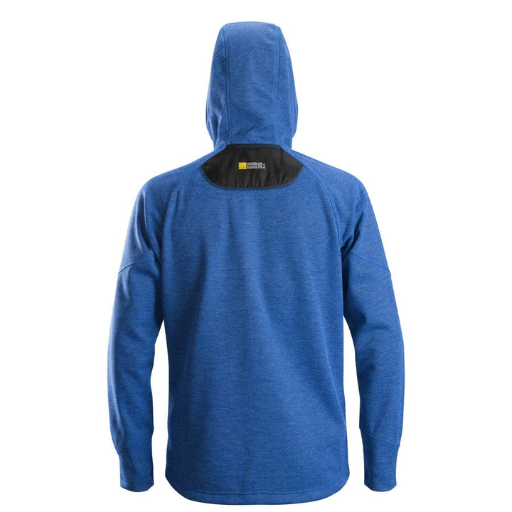 Snickers 8041 FlexiWork Fleece Hoodie True Blue Black back #colour_true-blue-black