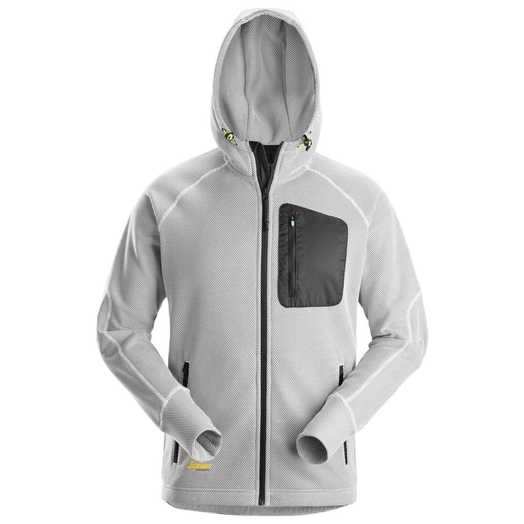 Snickers 8041 FlexiWork Fleece Hoodie White Black Main #colour_white-black