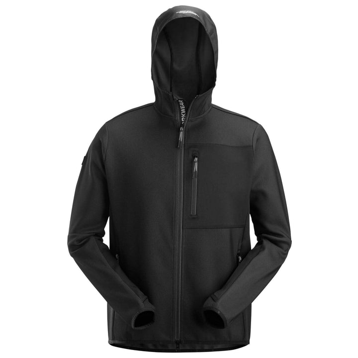 Snickers 8044 FlexiWork Full Zip Midlayer Hoodie Black Black Main #colour_black-black