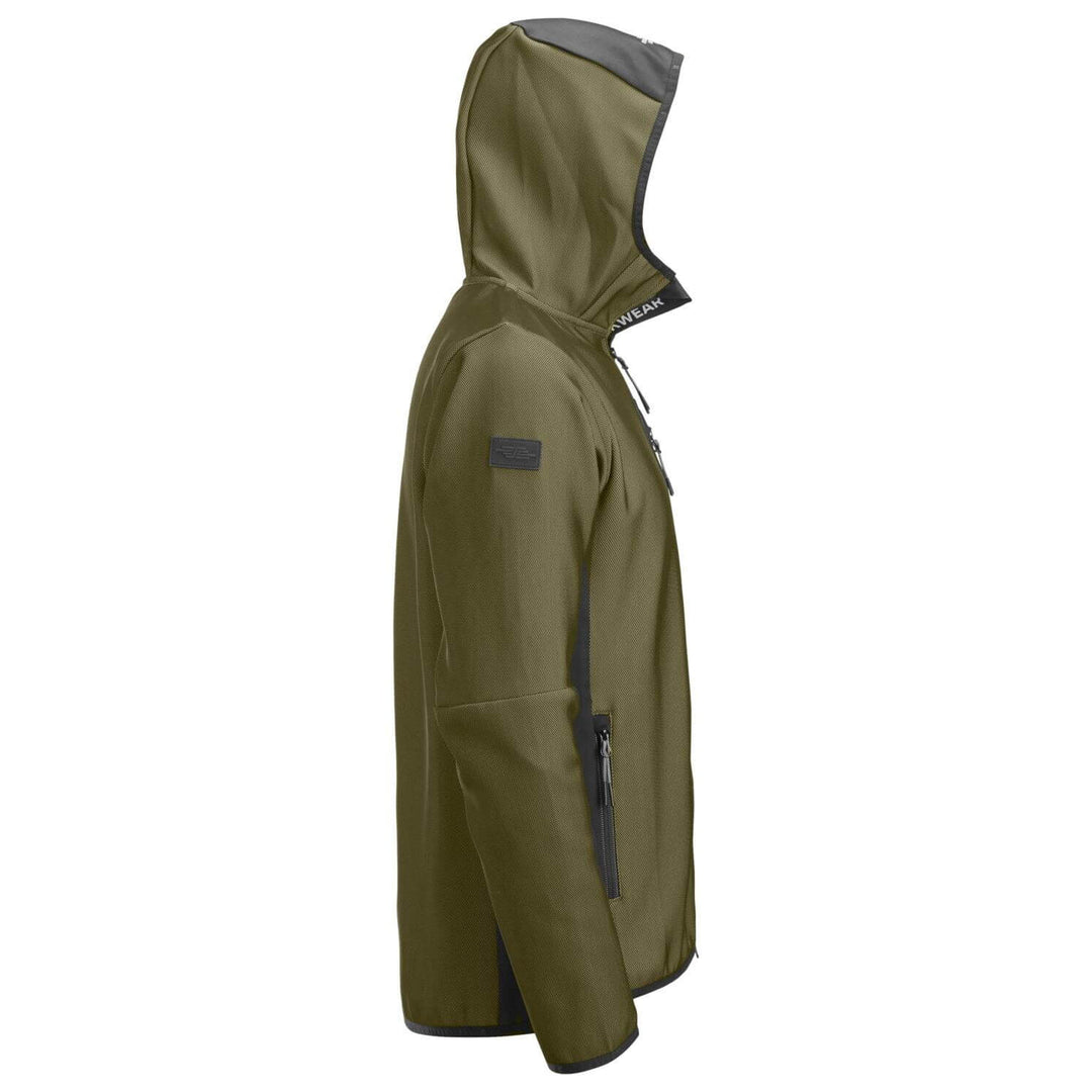 Snickers 8044 FlexiWork Full Zip Midlayer Hoodie Khaki Green Black right #colour_khaki-green-black