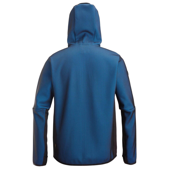 Snickers 8044 FlexiWork Full Zip Midlayer Hoodie True Blue Black back #colour_true-blue-black