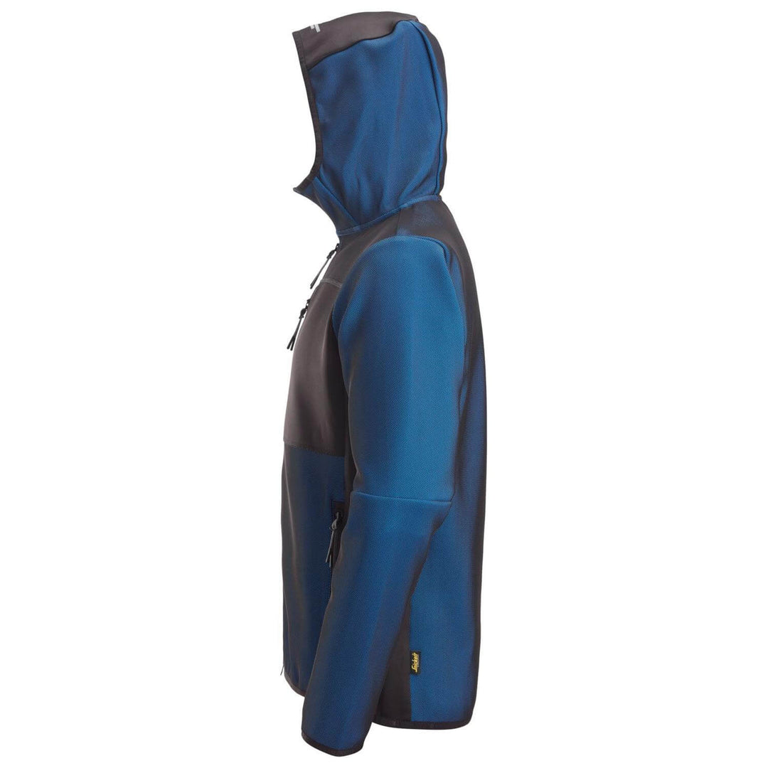 Snickers 8044 FlexiWork Full Zip Midlayer Hoodie True Blue Black left #colour_true-blue-black