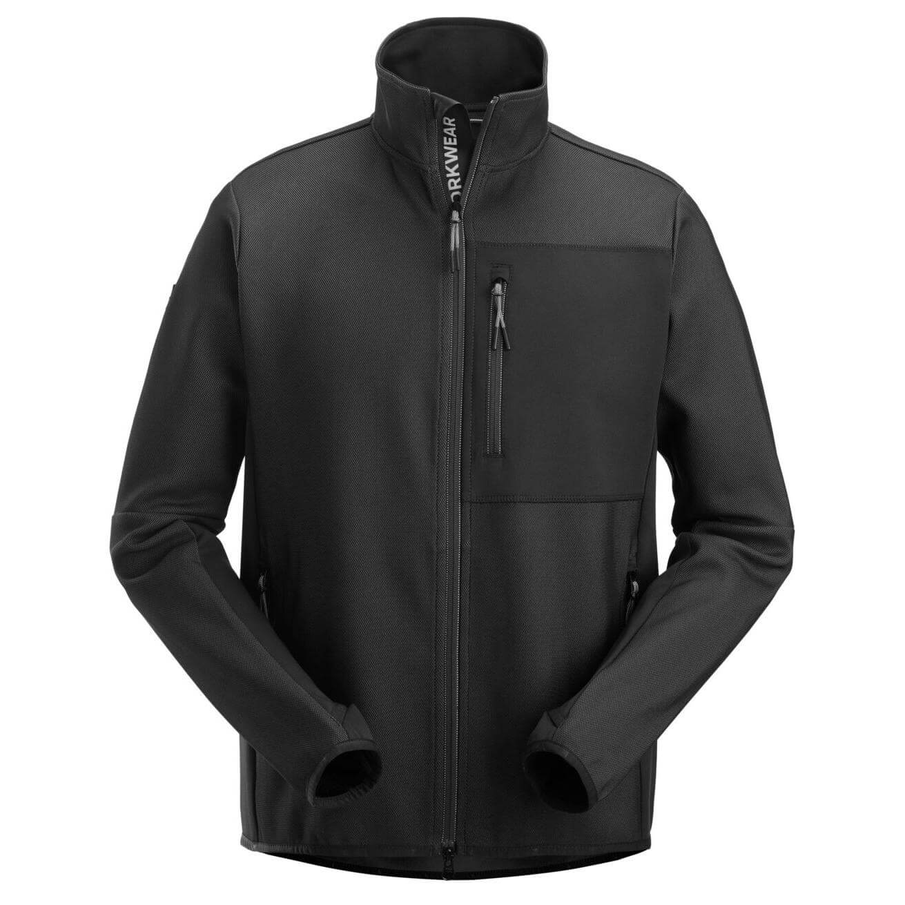 Snickers 8045 FlexiWork Full Zip Midlayer Jacket Black Black Main #colour_black-black