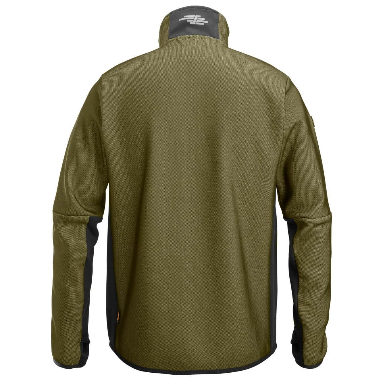 Snickers 8045 FlexiWork Full Zip Midlayer Jacket Khaki Green Black back #colour_khaki-green-black