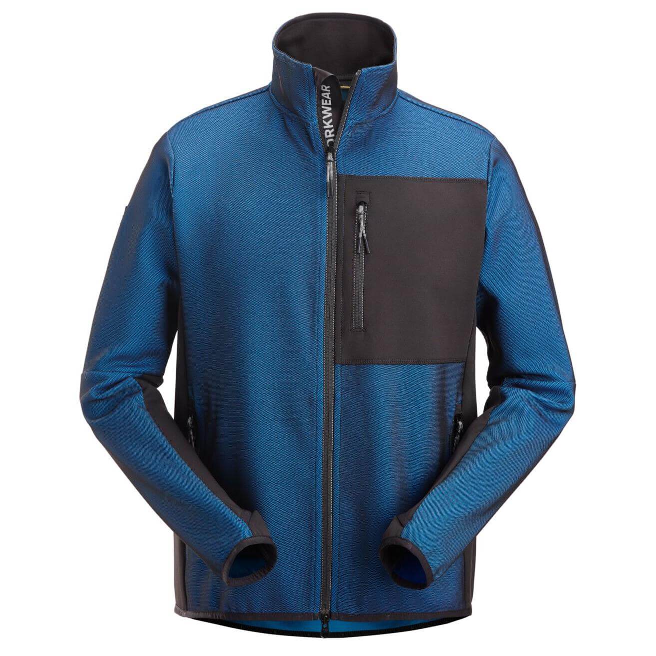 Snickers 8045 FlexiWork Full Zip Midlayer Jacket True Blue Black Main #colour_true-blue-black