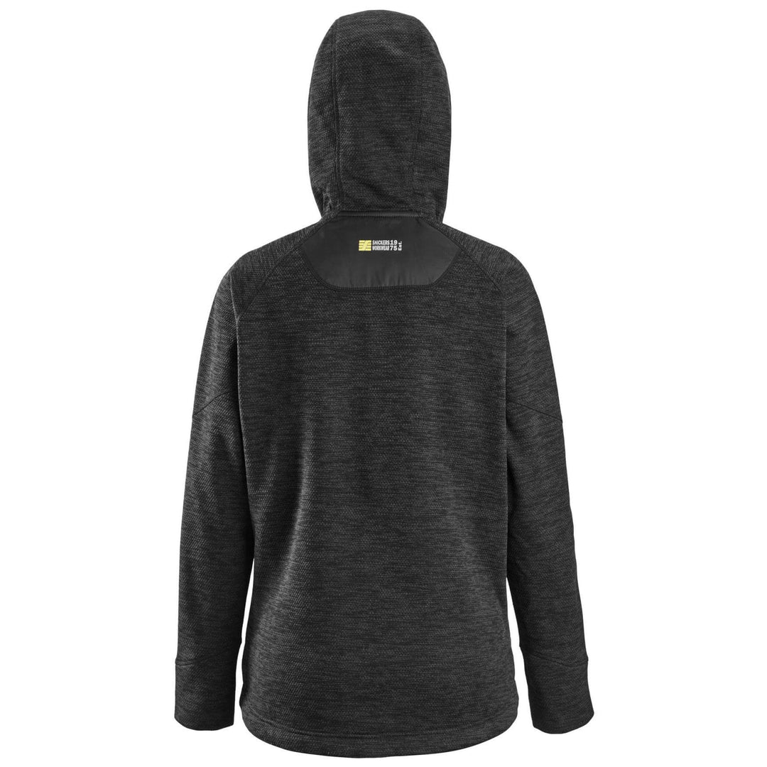 Snickers 8047 FlexiWork Womens Fleece Hoodie Black Black back #colour_black-black