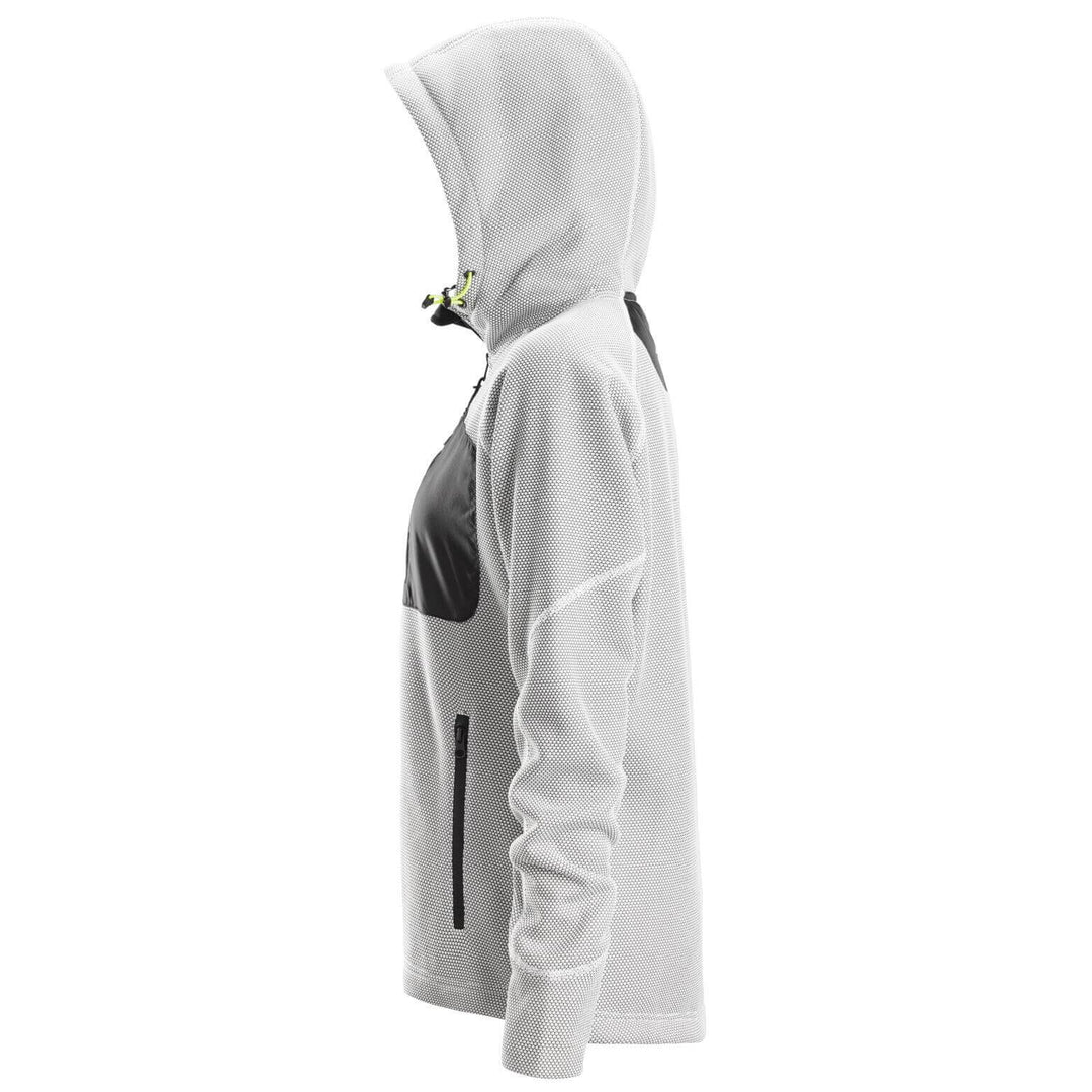 Snickers 8047 FlexiWork Womens Fleece Hoodie White Black left #colour_white-black