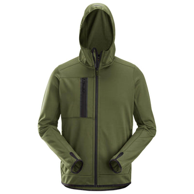 Snickers 8058 AllroundWork Full Zip Fleece Hoodie Khaki Green Main #colour_khaki-green