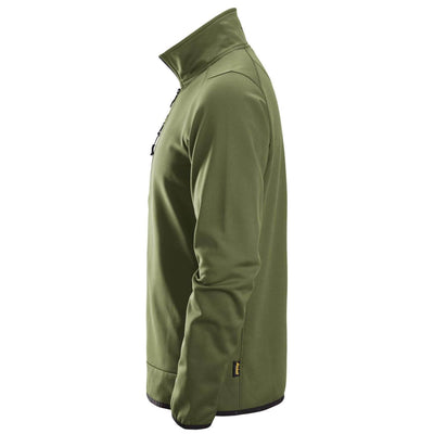 Snickers 8059 AllroundWork Full Zip Fleece Jacket Khaki Green left #colour_khaki-green