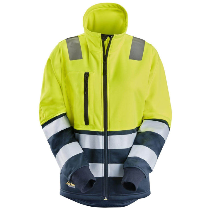 Snickers 8073 Womens Hi Vis Jacket with Full Zip Class 2 Hi Vis Yellow Navy Blue Main #colour_hi-vis-yellow-navy-blue