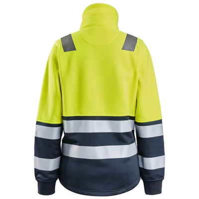 Snickers 8073 Womens Hi Vis Jacket with Full Zip Class 2 Hi Vis Yellow Navy Blue back #colour_hi-vis-yellow-navy-blue