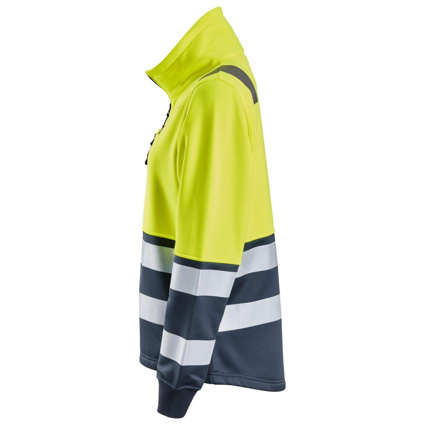 Snickers 8073 Womens Hi Vis Jacket with Full Zip Class 2 Hi Vis Yellow Navy Blue left #colour_hi-vis-yellow-navy-blue