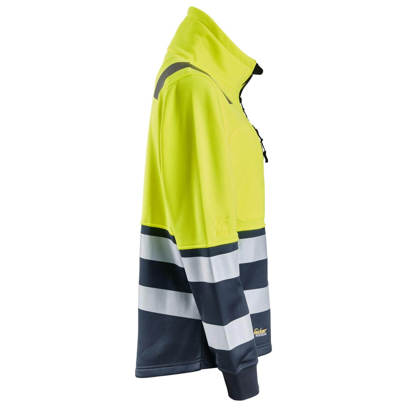 Snickers 8073 Womens Hi Vis Jacket with Full Zip Class 2 Hi Vis Yellow Navy Blue right #colour_hi-vis-yellow-navy-blue