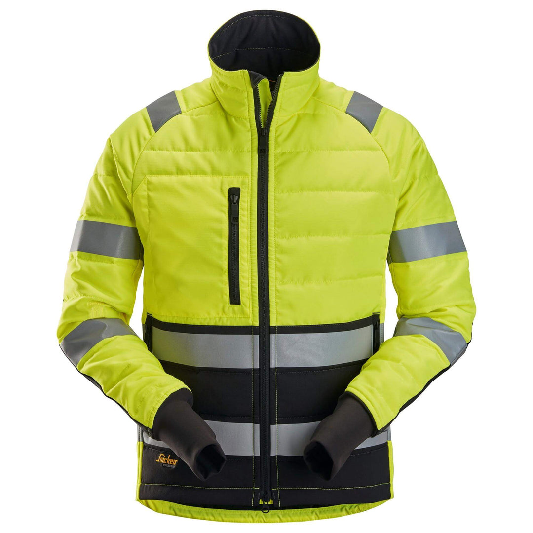 Snickers 8134 Hi Vis Durable Light Padded Jacket Class 2 Hi Vis Yellow Black Main #colour_hi-vis-yellow-black