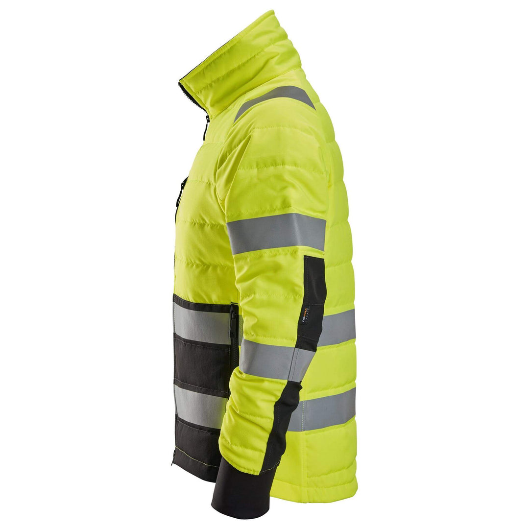 Snickers 8134 Hi Vis Durable Light Padded Jacket Class 2 Hi Vis Yellow Black left #colour_hi-vis-yellow-black