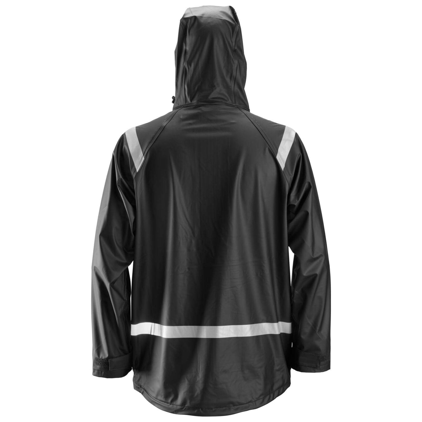 Snickers 8200 Waterproof Rain Jacket PU Black back #colour_black