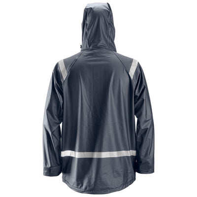 Snickers 8200 Waterproof Rain Jacket PU Navy back #colour_navy