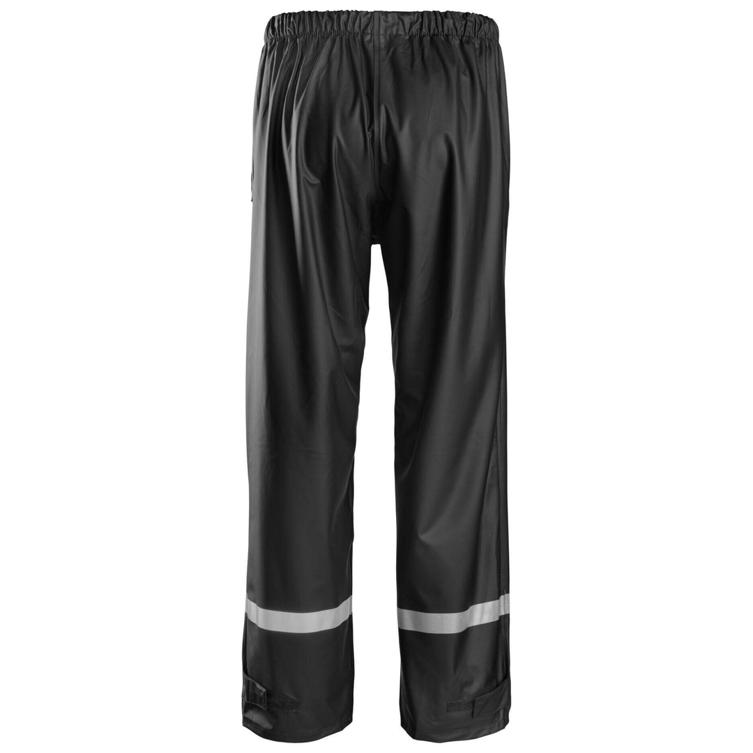 Snickers 8201 Waterproof Rain Trousers PU Black back #colour_black