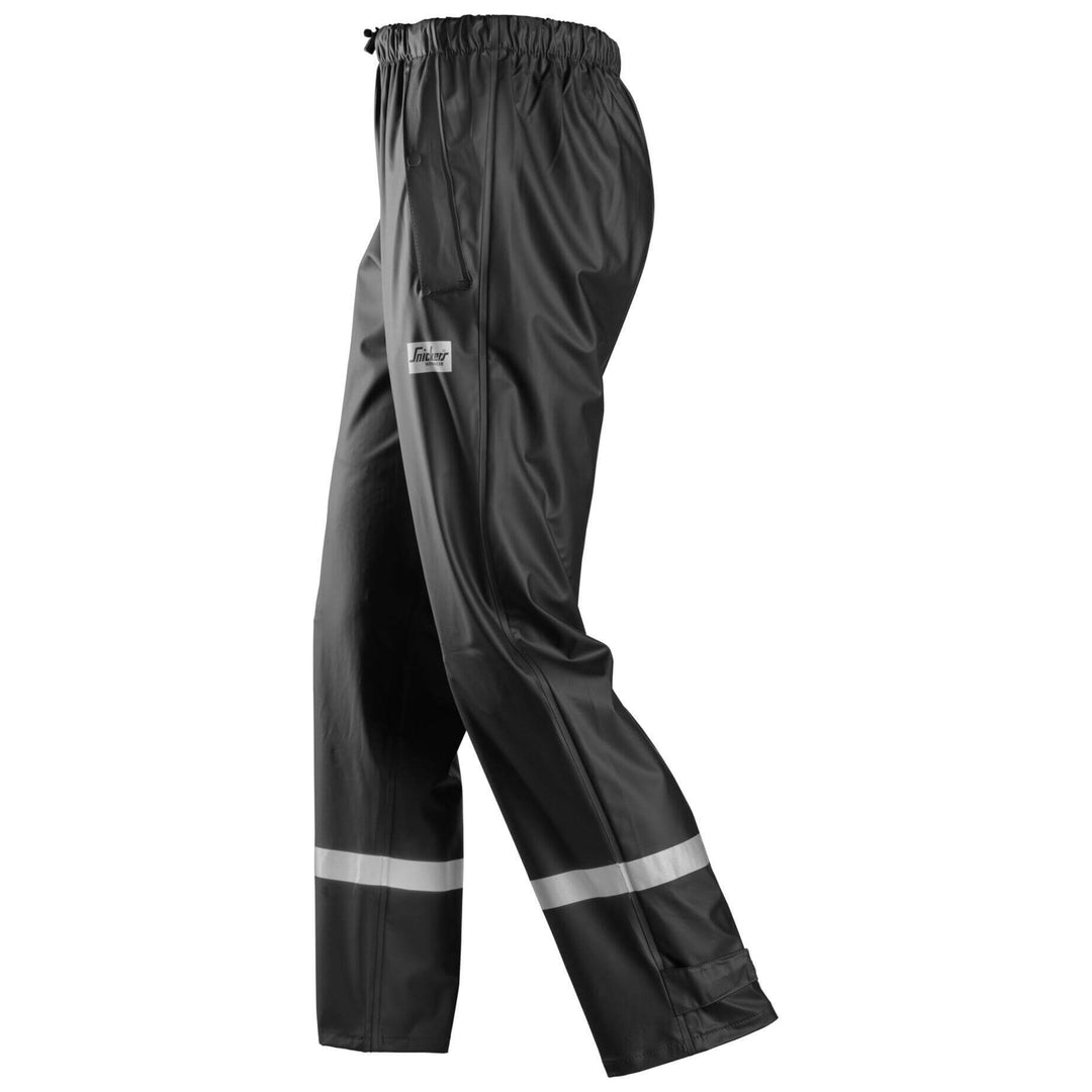 Snickers 8201 Waterproof Rain Trousers PU Black left #colour_black