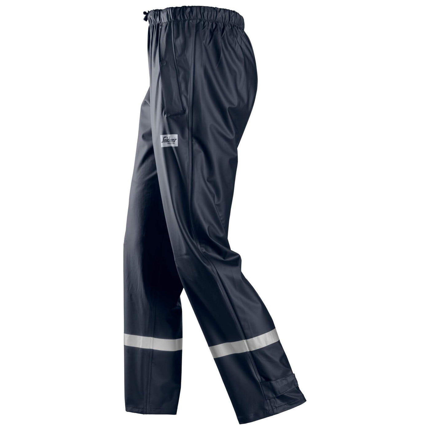 Snickers 8201 Waterproof Rain Trousers PU Navy left #colour_navy