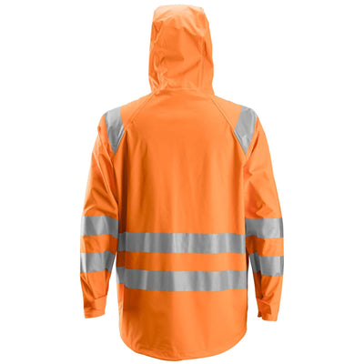 Snickers 8233 Hi Vis Waterproof PU Rain Jacket Class 3 Hi Vis Orange back #colour_hi-vis-orange