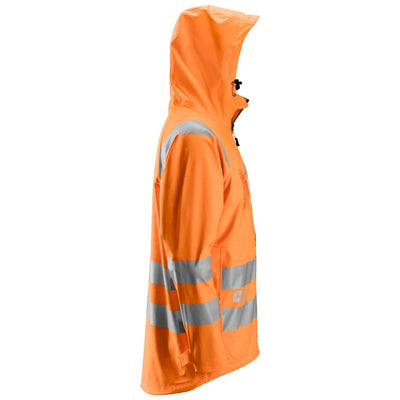 Snickers 8233 Hi Vis Waterproof PU Rain Jacket Class 3 Hi Vis Orange right #colour_hi-vis-orange