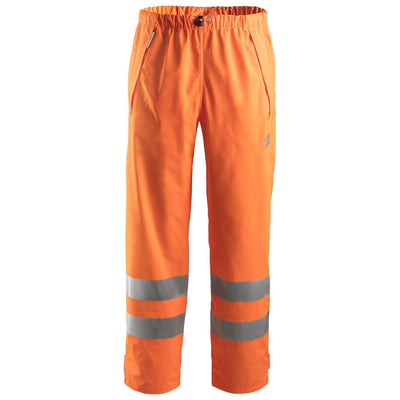 Snickers 8243 Hi Vis Waterproof PU Rain Trousers Class 2 Hi Vis Orange Main #colour_hi-vis-orange