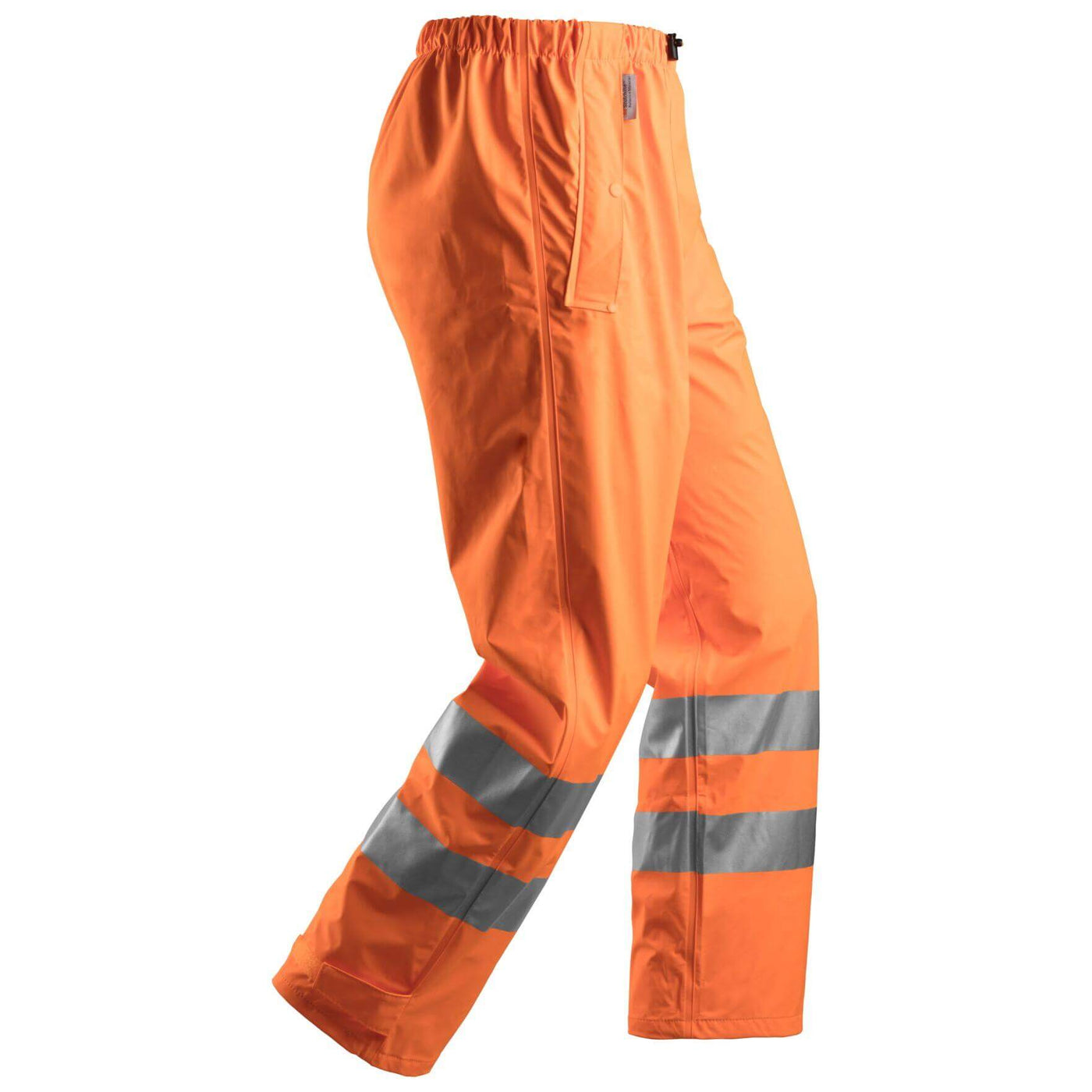Snickers 8243 Hi Vis Waterproof PU Rain Trousers Class 2 Hi Vis Orange right #colour_hi-vis-orange