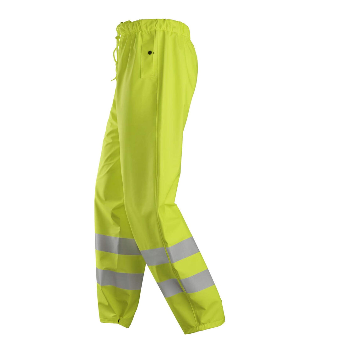 Snickers 8267 ProtecWork FR Hi Vis Waterproof Rain PU Trousers Class 2 Hi Vis Yellow left #colour_hi-vis-yellow