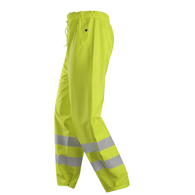 Snickers 8267 ProtecWork FR Hi Vis Waterproof Rain PU Trousers Class 2 Hi Vis Yellow left #colour_hi-vis-yellow