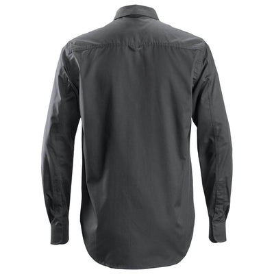Snickers 8510 Service Long Sleeve Shirt Steel Grey back #colour_steel-grey