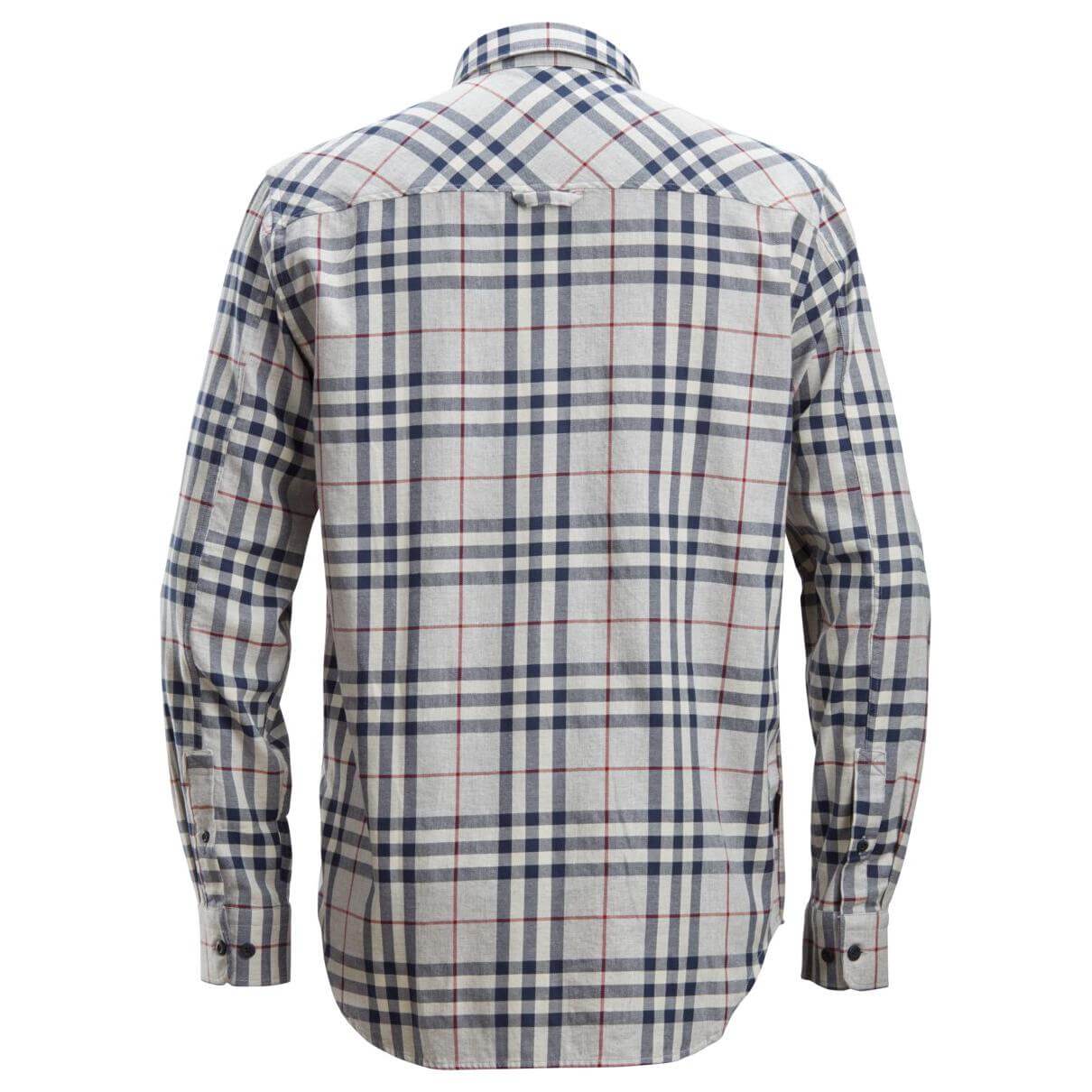 Snickers 8516 AllroundWork Flannel Checked Long Sleeve Shirt Ash Grey Chilli back #colour_ash-grey-chilli