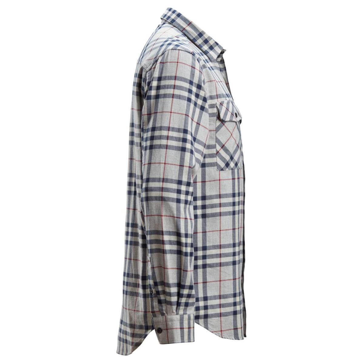 Snickers 8516 AllroundWork Flannel Checked Long Sleeve Shirt Ash Grey Chilli right #colour_ash-grey-chilli